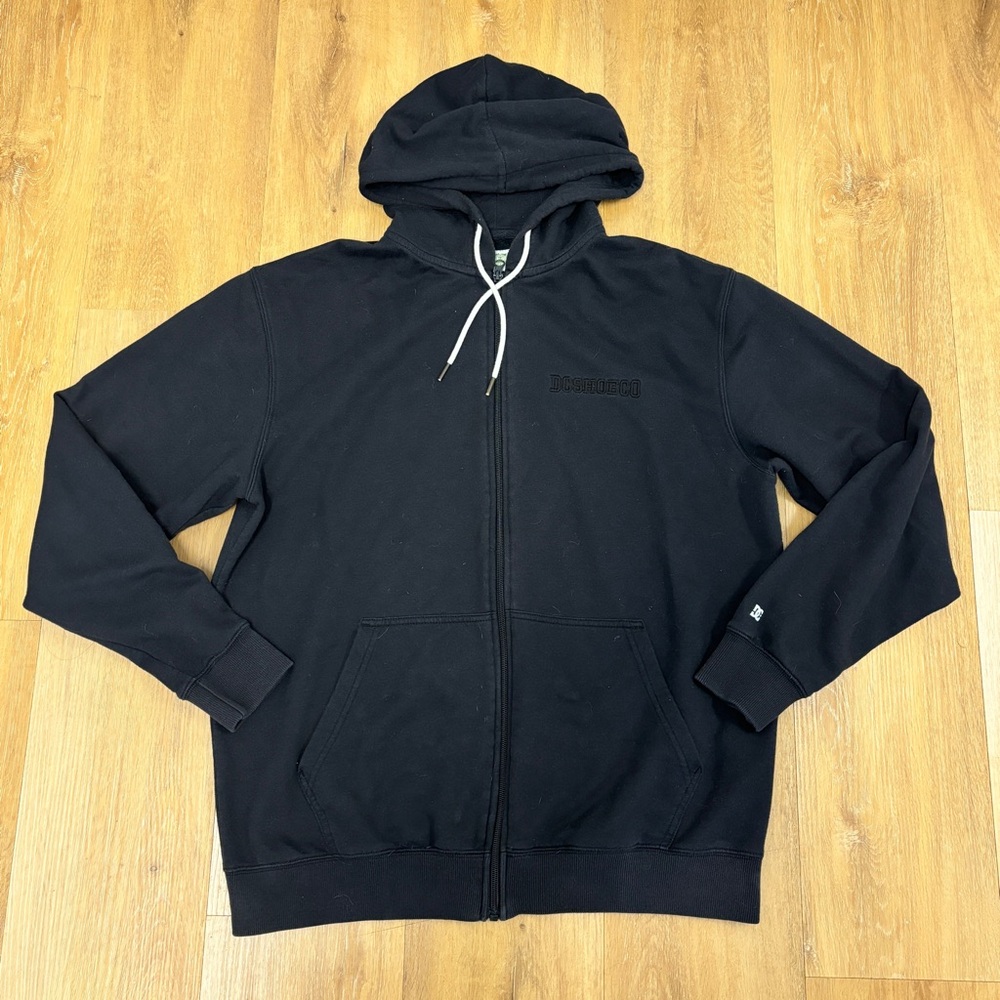 DC Shoes Adult Medium Full Zip Logo Hooded Sweatshirt Hoodie Fleece Mens Black